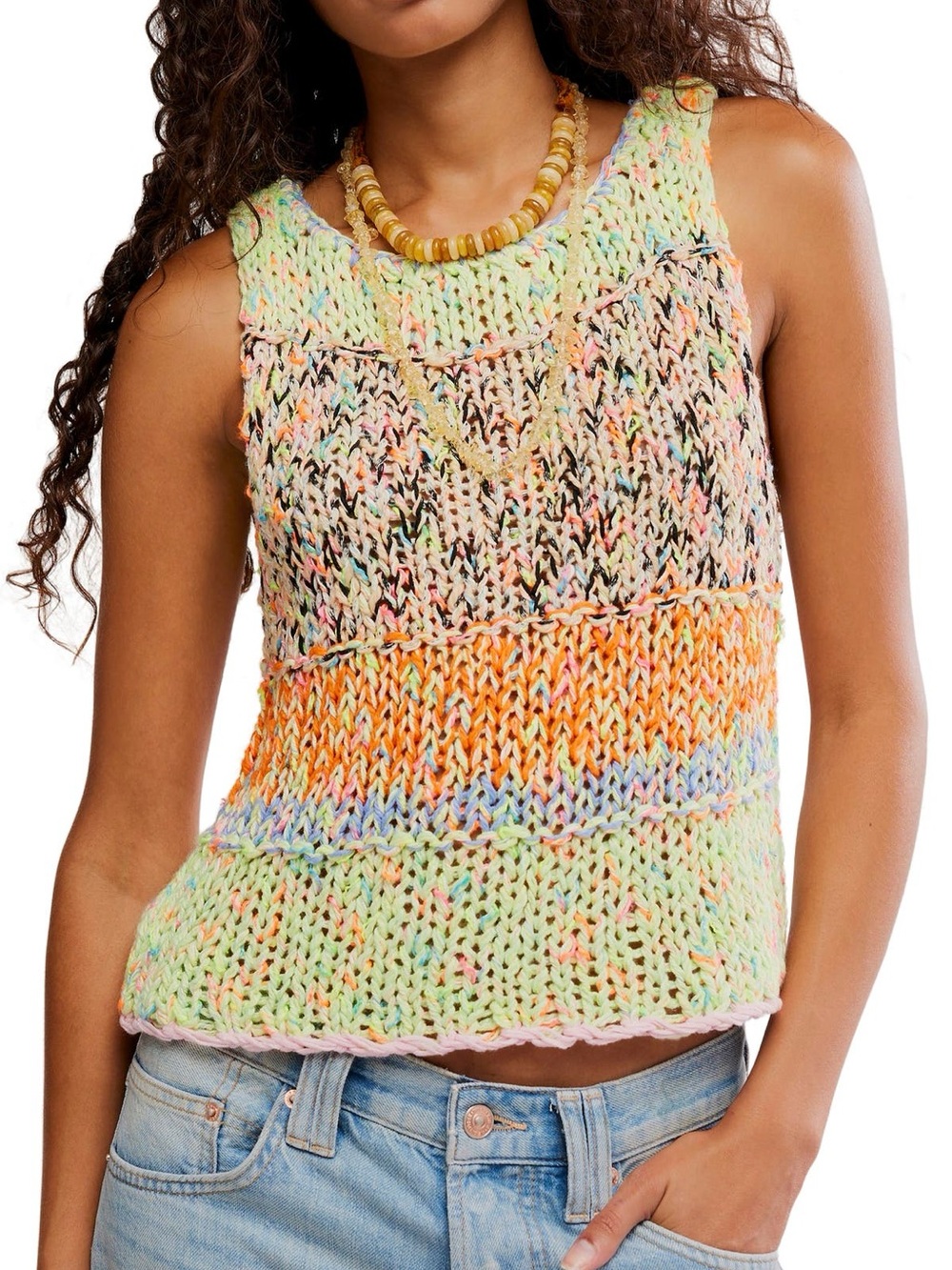 Free people Flea Market Crop Marled Cotton Blend Sweater top